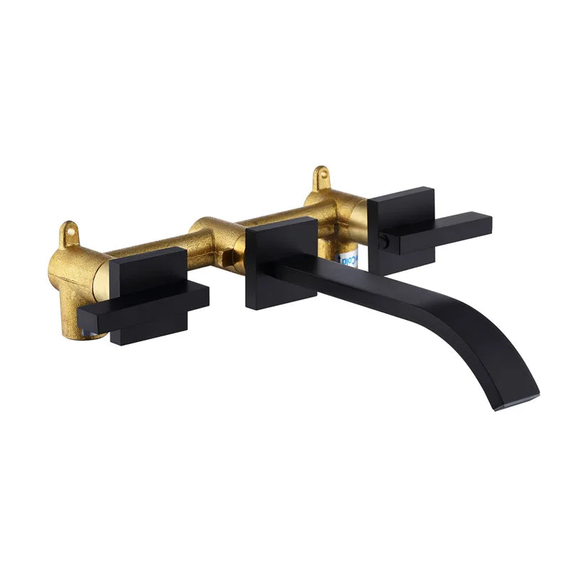 DecorBites™ Dual Handle Gold Basin Faucet - Deck Mounted Hot/Cold Water Mixer Tap