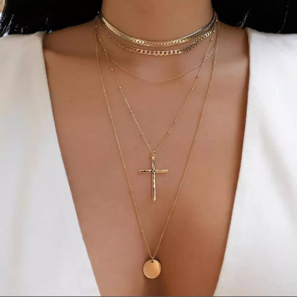 Boho Multi-Layer Crystal Pendant Necklaces