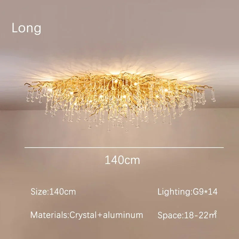 DecorBites™ Golden Chandelier Modern Luxury LED Glossy Ceiling Lamp