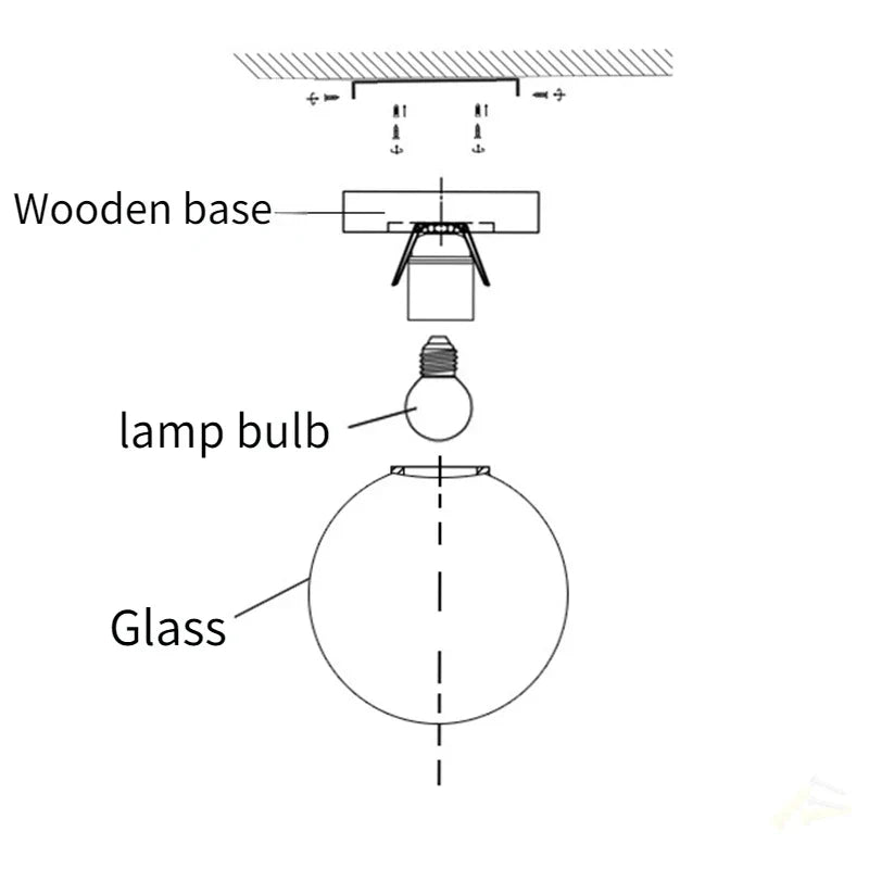 DecorBites™ Glass Ball LED Ceiling Lamp on Wooden Pedestal