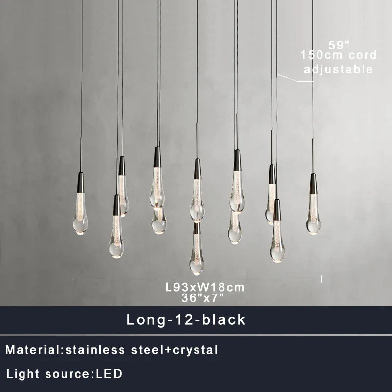 DecorBites™ Crystal Water-drop Ceiling Chandelier: Elegant Dining Table Lighting Fixture