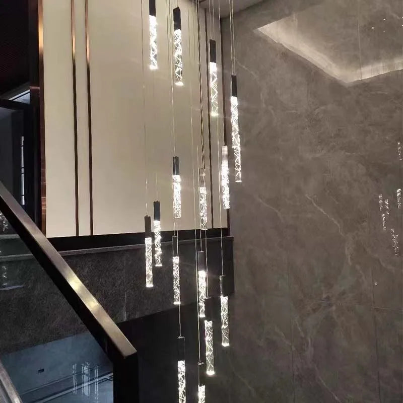 DecorBites™ Crystal LED Chandelier: Stylish Staircase & Living Room Lighting