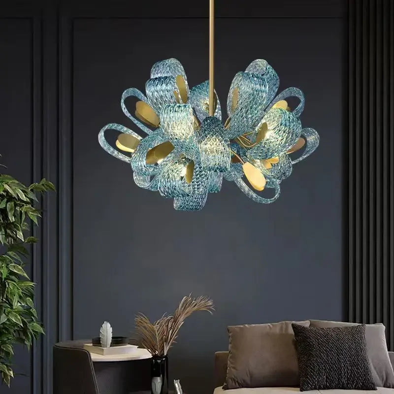 DecorBites™ Luxe Copper Leaf LED Ceiling Chandelier for Home, Bedroom, and Dining Room