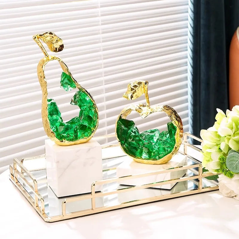 DecorBites™ Crystal Metal Fruit Sculpture Set Home Decoration