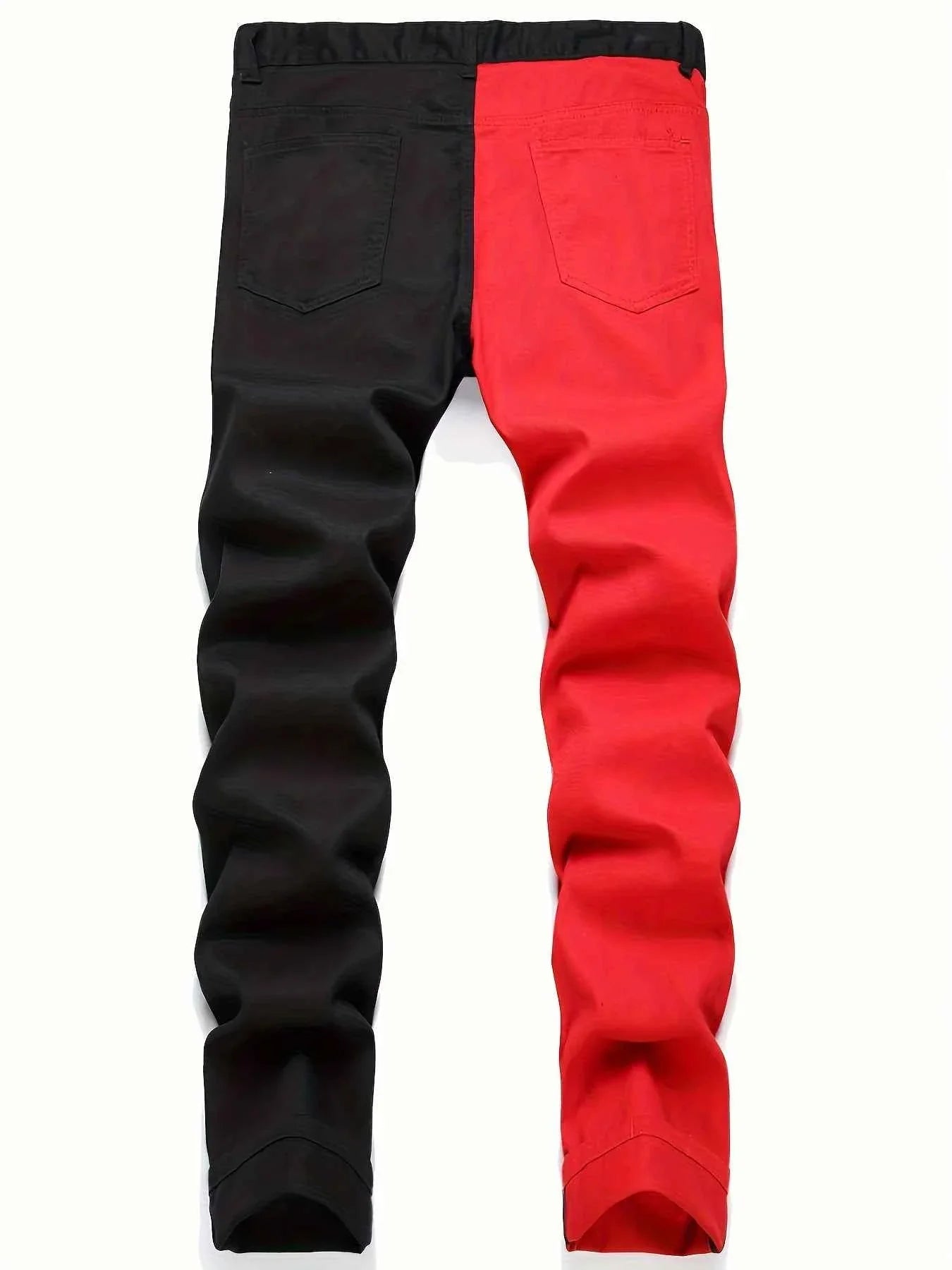Men's spliced two tone trendy multi-color slim fit Pants