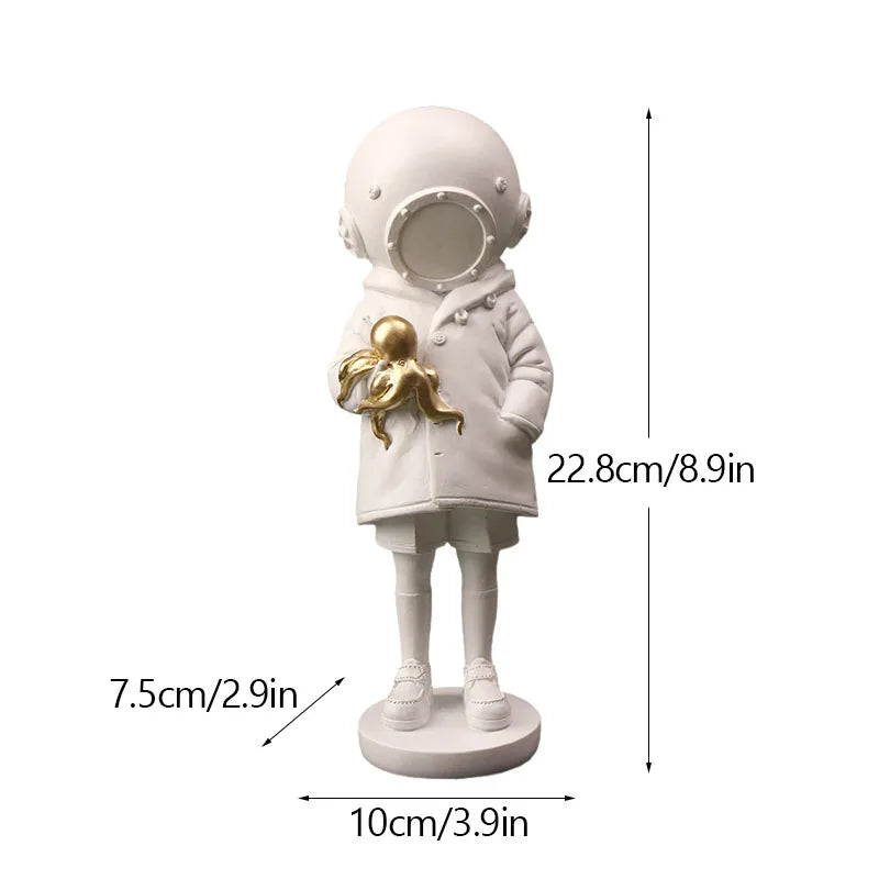 DecorBites™ Diver Girl Resin Statue Banksy Deep Sculpture Street Art Ornament Figurine