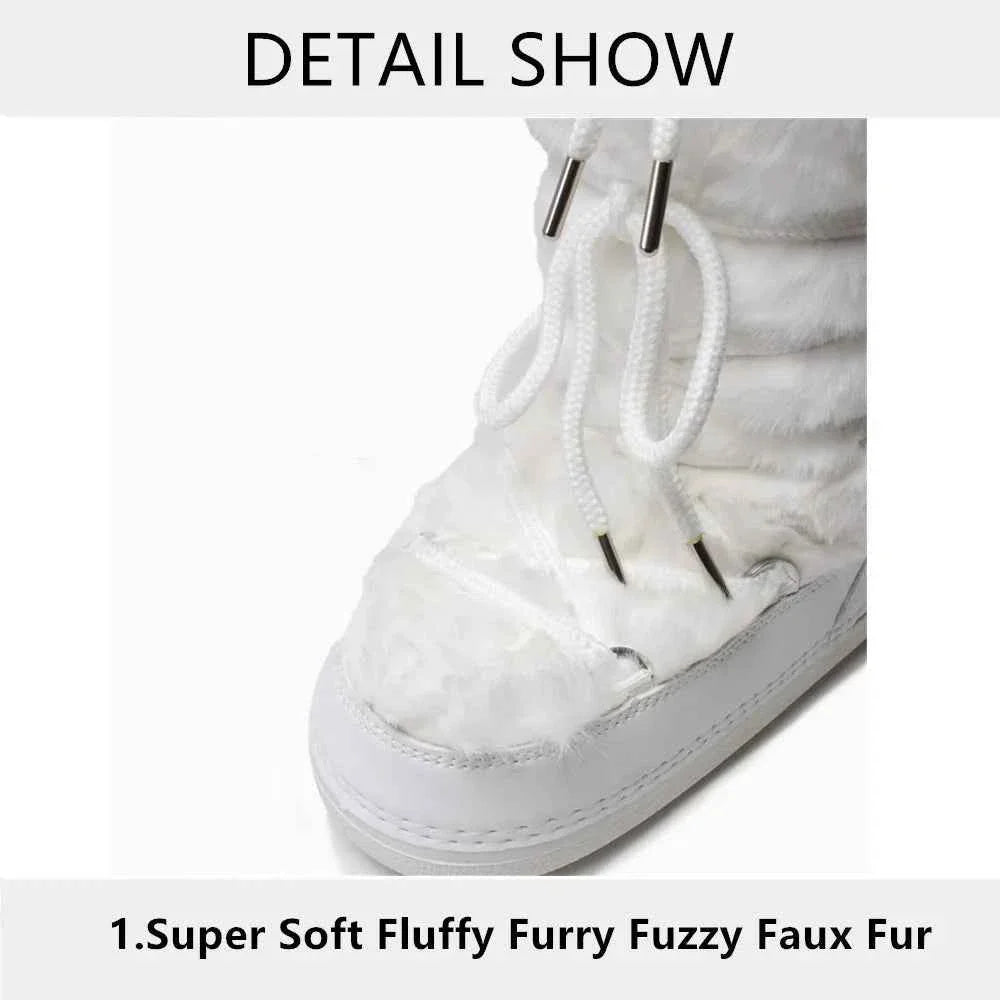 Faux Fox Fur Snow Boots Furry Warm Cotton Boots Female Outdoor Ski Boots