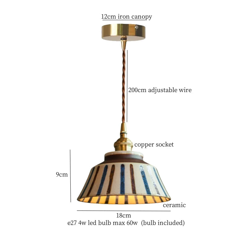 DecorBites™ Cyan Ceramic LED Pendant Light for Loft Cafe Bar Decor