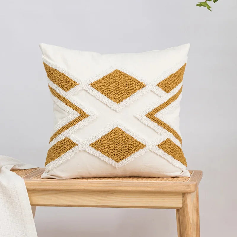 DecorBites™ Geometric Tufted Plush Cushion Cover for Stylish Home Decor