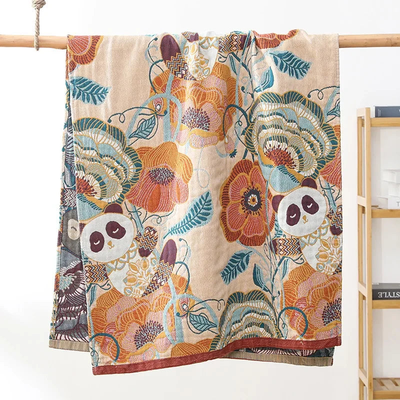 DecorBites™ Cotton Bath Towel - Boho Floral Design - Absorbent & Quick Dry - Large Size 80x160cm