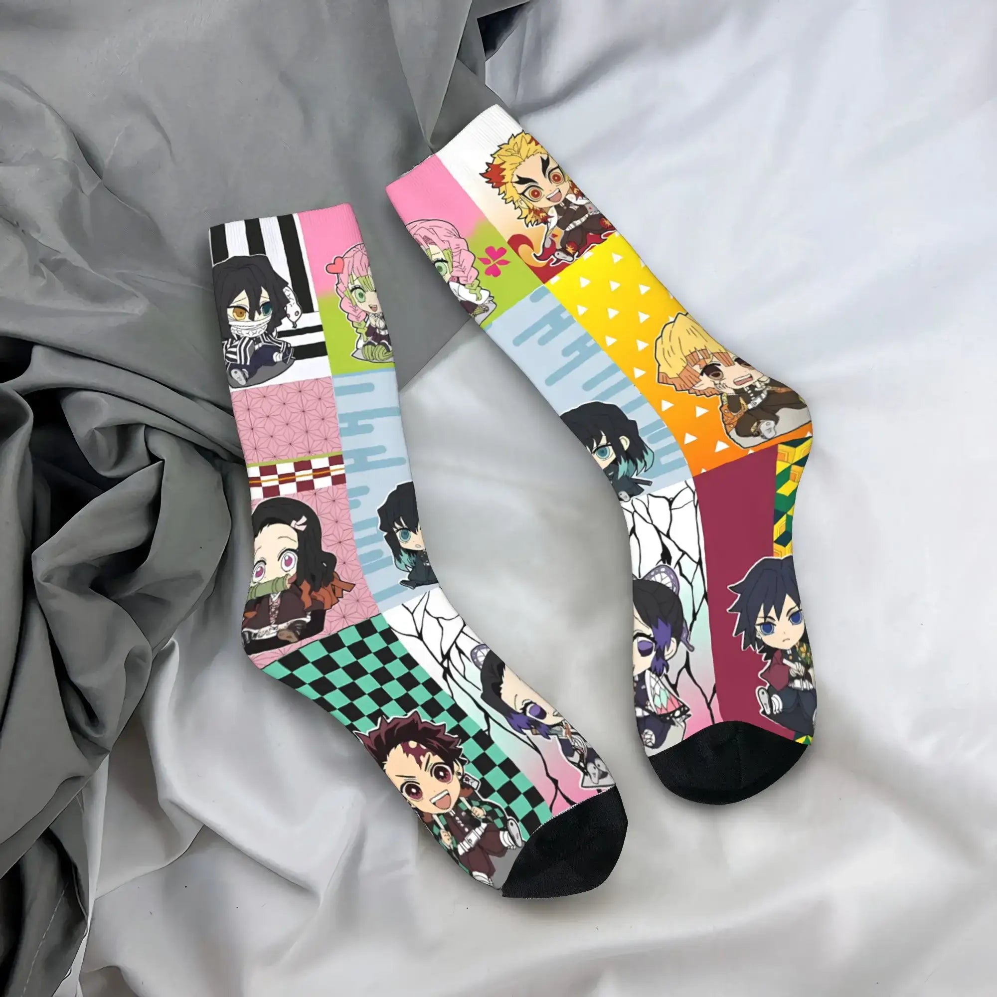 Demon Slayer Socks: Nezuko & Giyu Trendy Skateboard Style