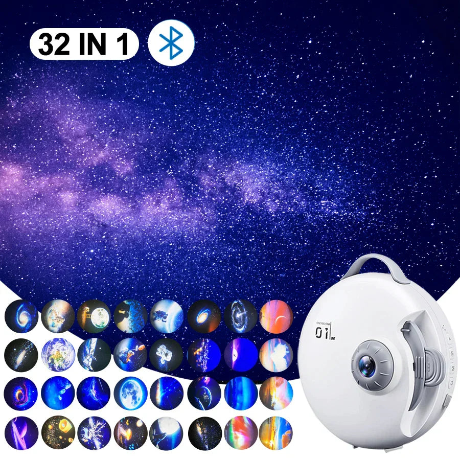 DecorBites™ Galaxy Star Projector Night Light - Rechargeable Rotating Sky Starry Nightlights