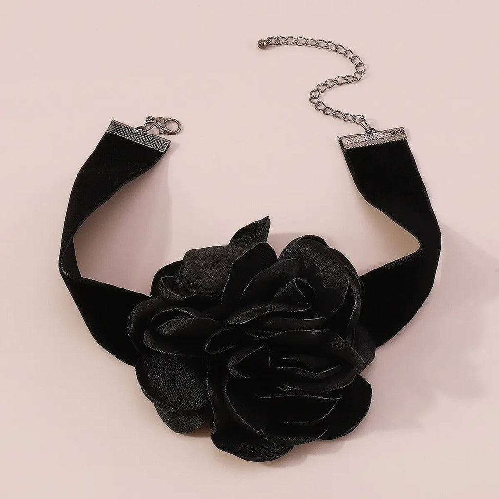 Long Rope with Big Flower Choker Necklace for Women Elegant Lace-up Rope Chain Necklace on Neck 2023 Fashion Jewelry Accessories
