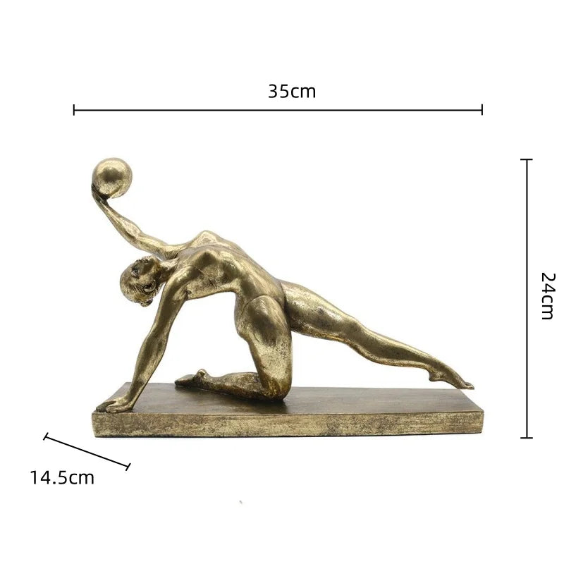 DecorBites™ Golden Gymnast Figurine Ball Decor Home Decoration Resin Handicrafts