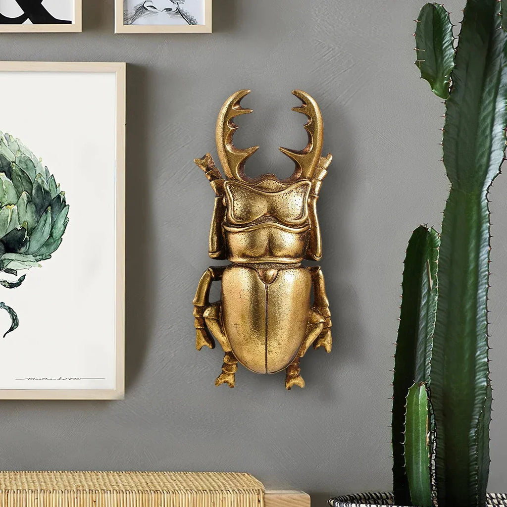 DecorBites™ Golden Beetle Resin Handicrafts - Background Wall Decoration