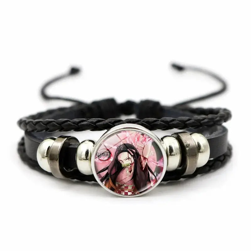 Demon Slayer Bracelet: Tanjiro & Nezuko Leather Charm
