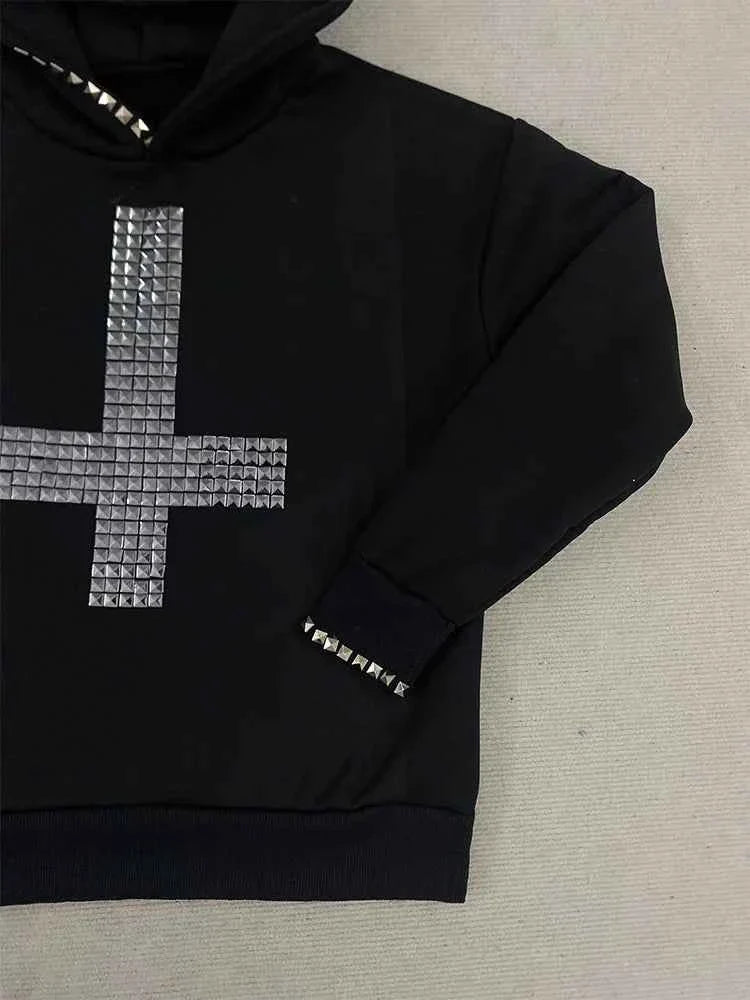 Women's Studded Cross Sweatshirt | Gothic Streetwear | MUNSIEUR