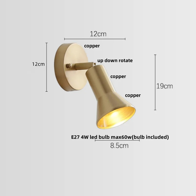 DecorBites™ Copper Wall Light with Pull Chain Switch, Modern Nordic Design