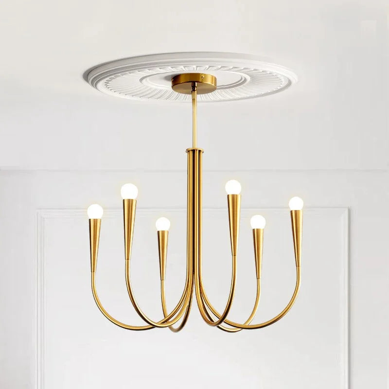 DecorBites™ French Candle Led Chandelier Black Gold Kitchen Modern Island Light