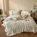 DecorBites™ French Lace Ruffle Embroidery Bedding Set with Natural Health Skin Fabric
