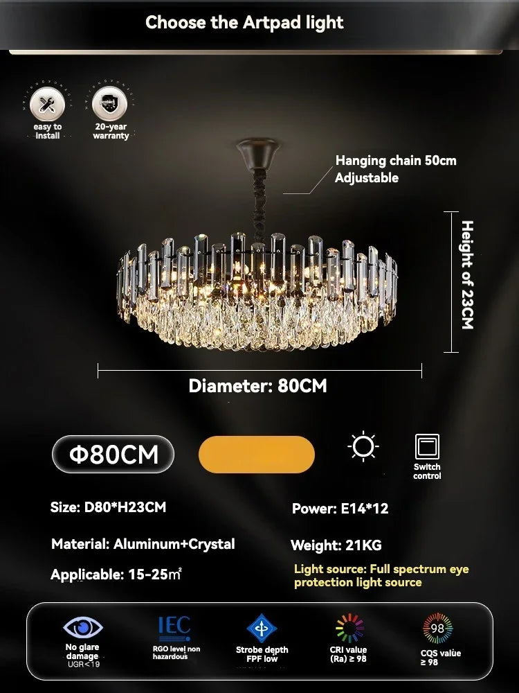 DecorBites™ Gold Crystal Ceiling Chandelier: Luxury Modern LED Pendant for Home Décor