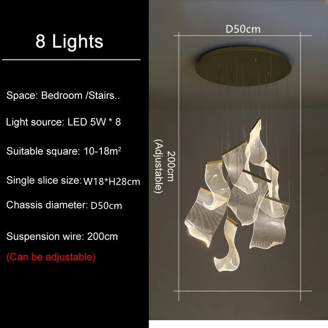 DecorBites™ LED Ceiling Chandelier Stairs Pendant Lamp Modern Novelty Lighting Living Room Dining Room