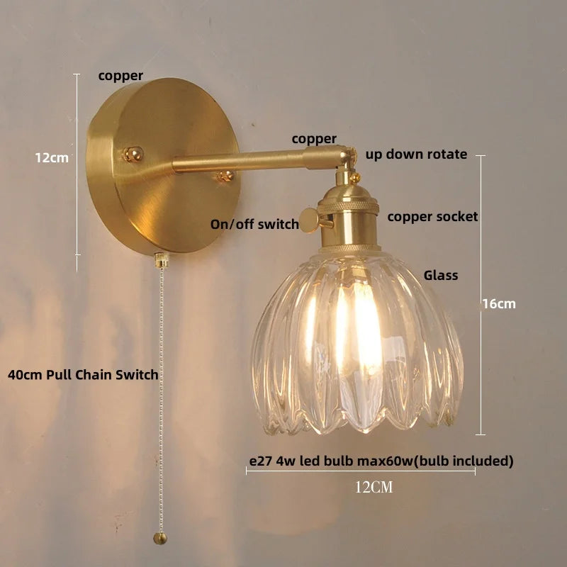 DecorBites™ Glass Copper LED Wall Sconce, Modern Kitchen Dining Room Bedside Lamp Wandlamp