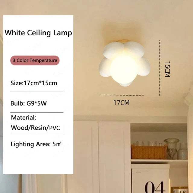 DecorBites™ Kids Flower Resin Wall Lamp LED G9 Bulb White Pink Creative Bedroom Decor