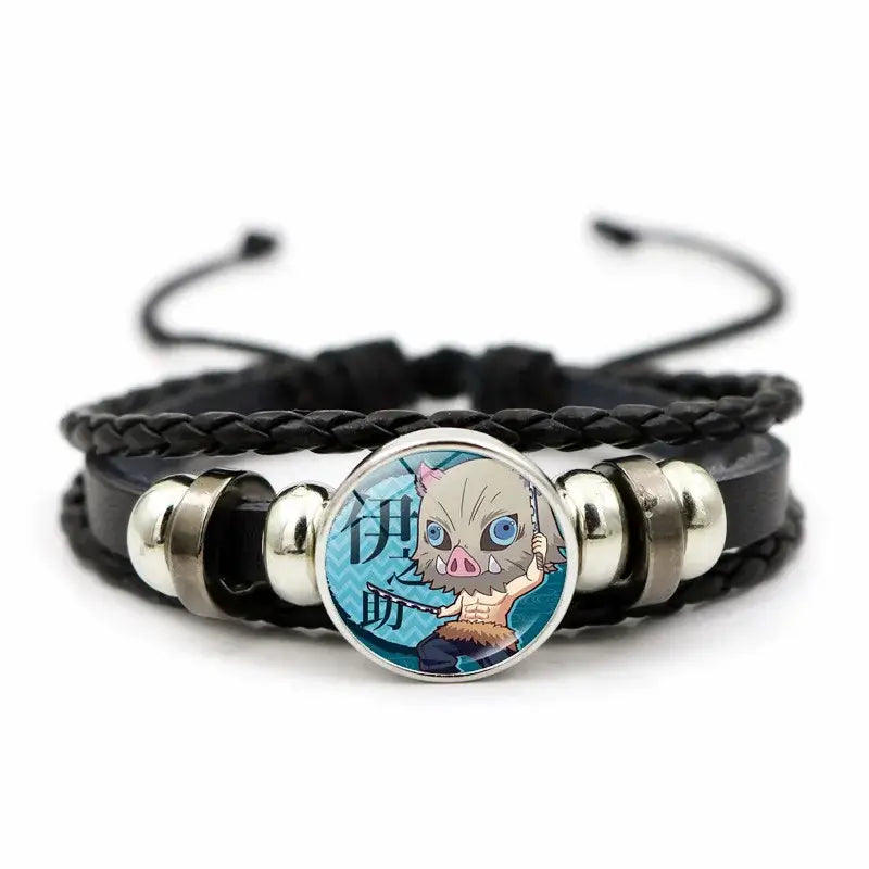 Demon Slayer Bracelet: Tanjiro & Nezuko Leather Charm