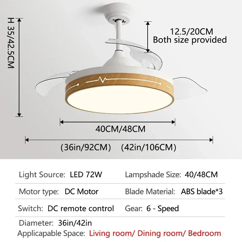 DecorBites™ DC Motor Ceiling Fan Light Control for Bedroom Restaurant Living Room
