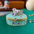 DecorBites™ Enameled Metal Jewelry Trinket Box Figurines Hand Painted Storage Case