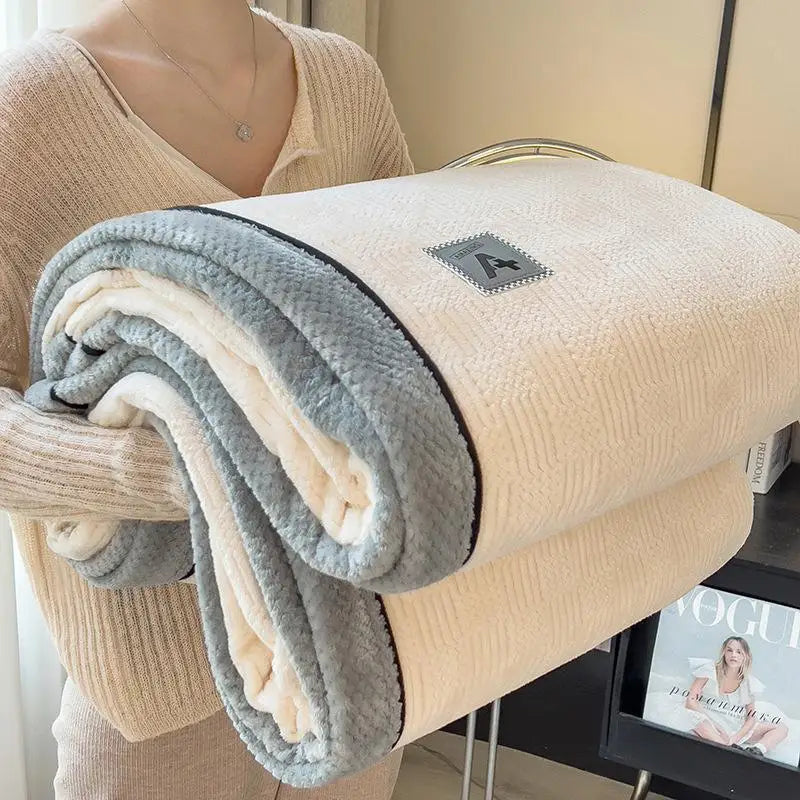 DecorBites™ Cozy Cotton Velvet Plush Blanket: Luxuriously Soft and Warm Light Blanket
