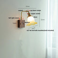 DecorBites™ Glass Pink LED Wall Sconce, Pull Chain Switch, Walnut Wood Bedside Lamp