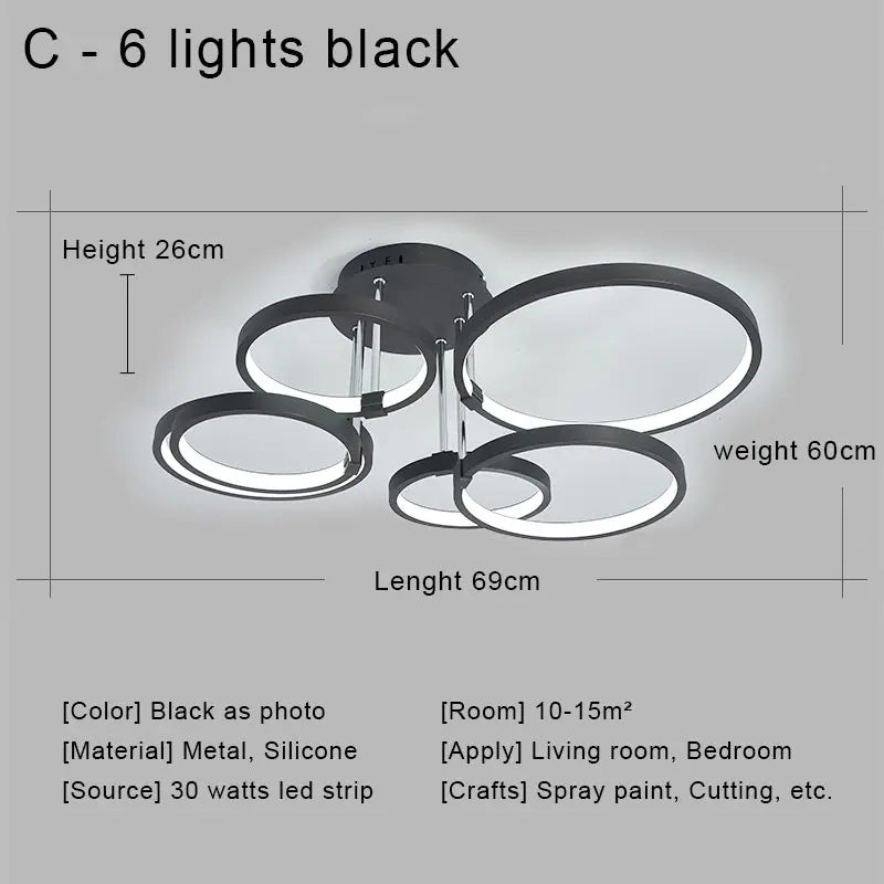 DecorBites™ LED Ceiling Chandelier Remote Control Living Room Bedroom Kitchen Lamp White