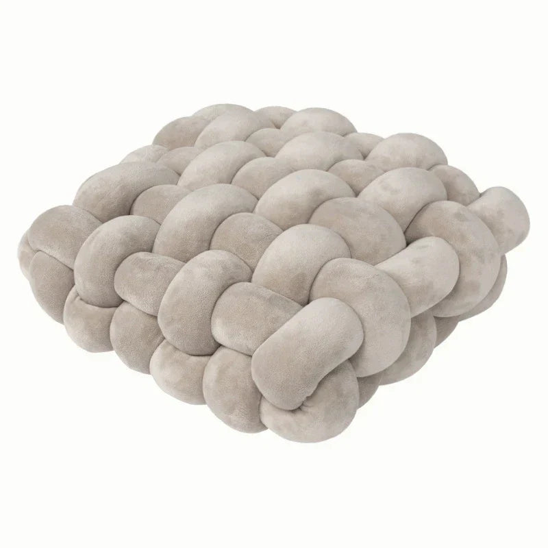DecorBites™ Knot Square Pillows: Handmade Decor for Living Room, Bedroom, Office in Grey