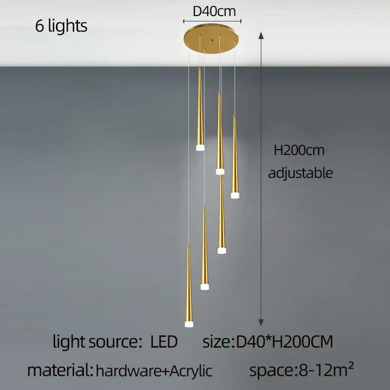 DecorBites™ Golden LED Tapered Chandelier for Modern Living Room & Kitchen Lighting