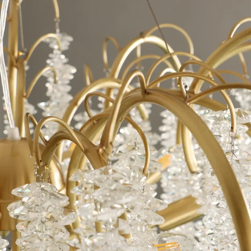 DecorBites™ Gold Glass LED Crystal Chandeliers for Luxe Dining Room Decor