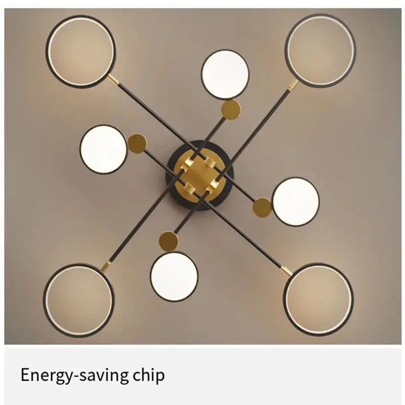 DecorBites™ Gold Frame LED Remote Control Dimmable Ceiling Lamp for Living Room, Dining, Bedroom