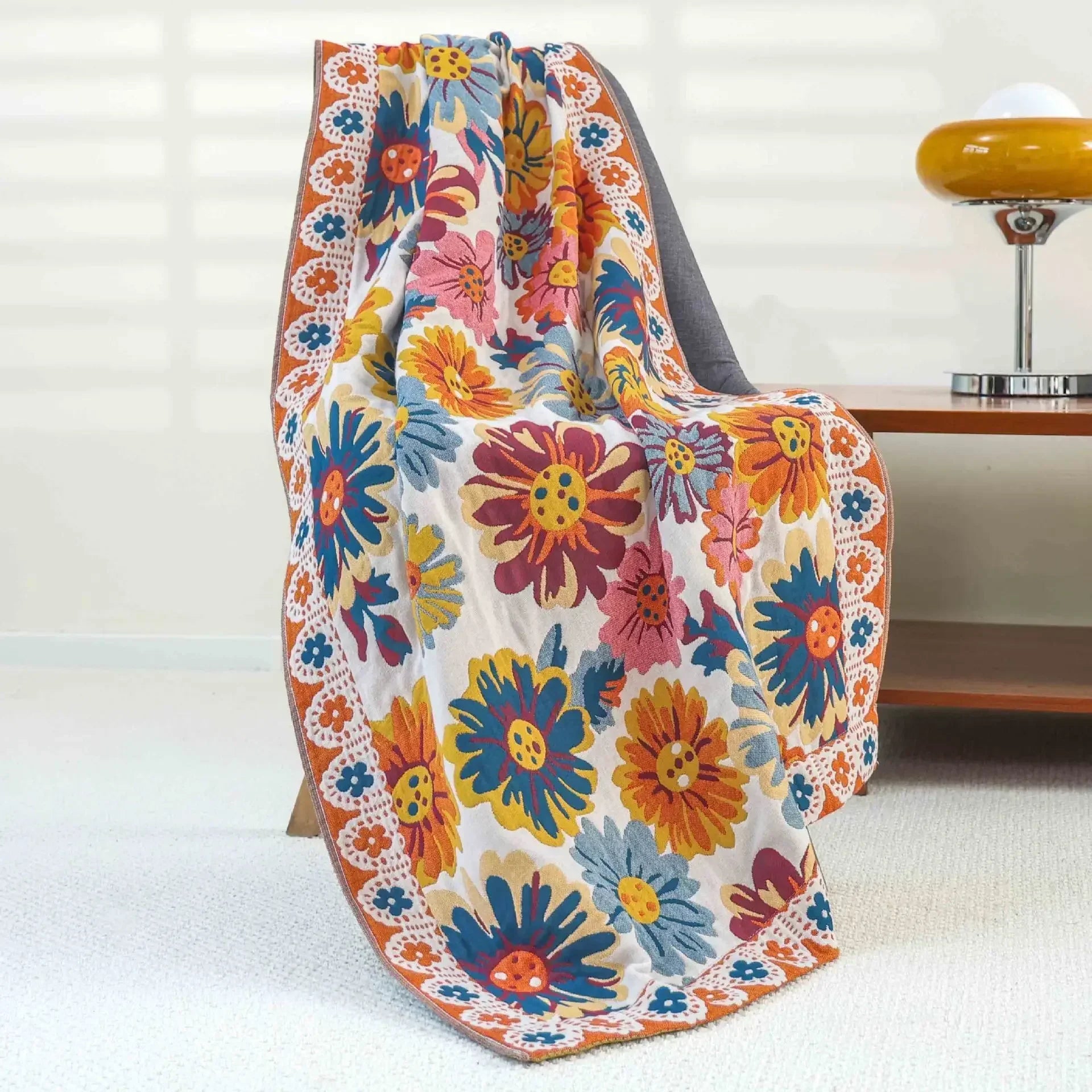 DecorBites™ Cotton Bath Towel - Boho Floral Design - Absorbent & Quick Dry - Large Size 80x160cm