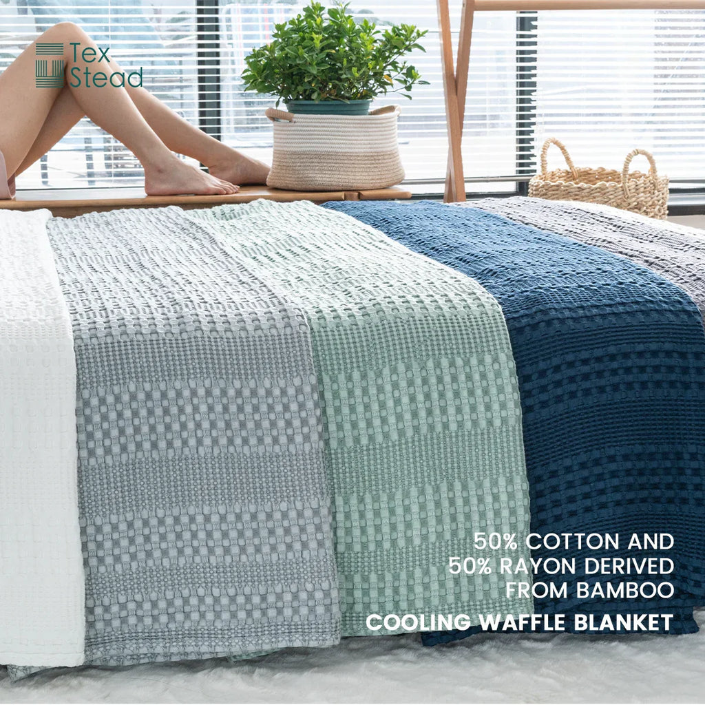 DecorBites™ Bamboo Cotton Waffle Blanket - Lightweight Breathable Blanket