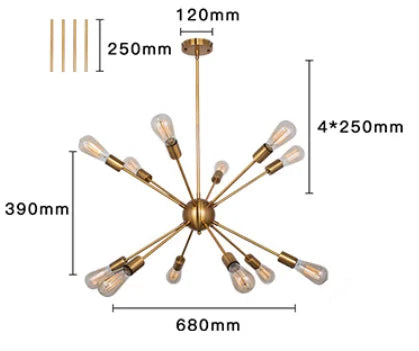 DecorBites™ Gold Satellite Pendant LED Ceiling Lamp for Modern Living Room & Kitchen Decor