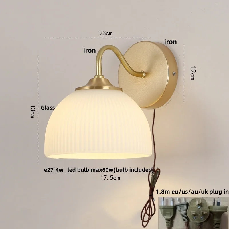 DecorBites™ Iron LED Wall Sconce Pull Chain Switch Stair Light Fixtures for Modern Home