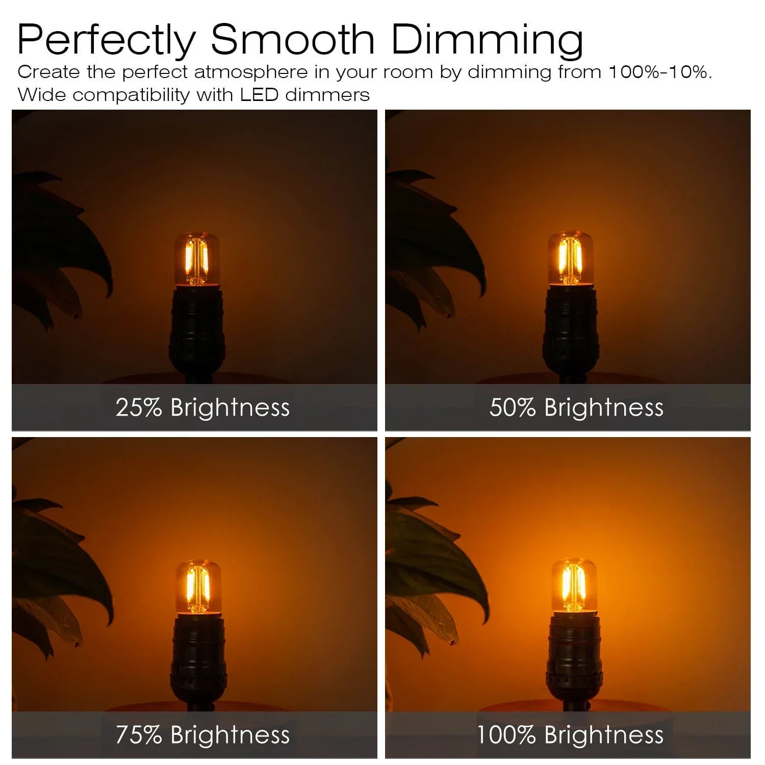 DecorBites™ Gold-Tinted LED Tubular Bulb, 1W, Warm White, Dimmable, Vintage Style