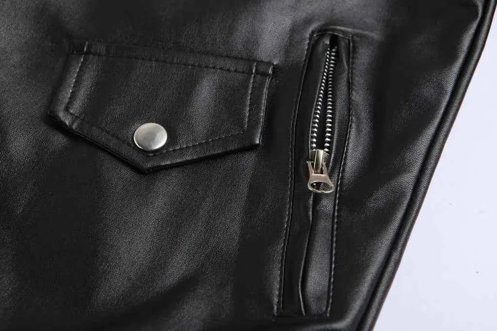 Men's PU Leather Motorcycle Fashion Slim Fit Leather Coat