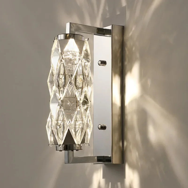 DecorBites™ Crystal Wall Lamp: Modern Luxury for Bedroom, Living Room, and Staircase