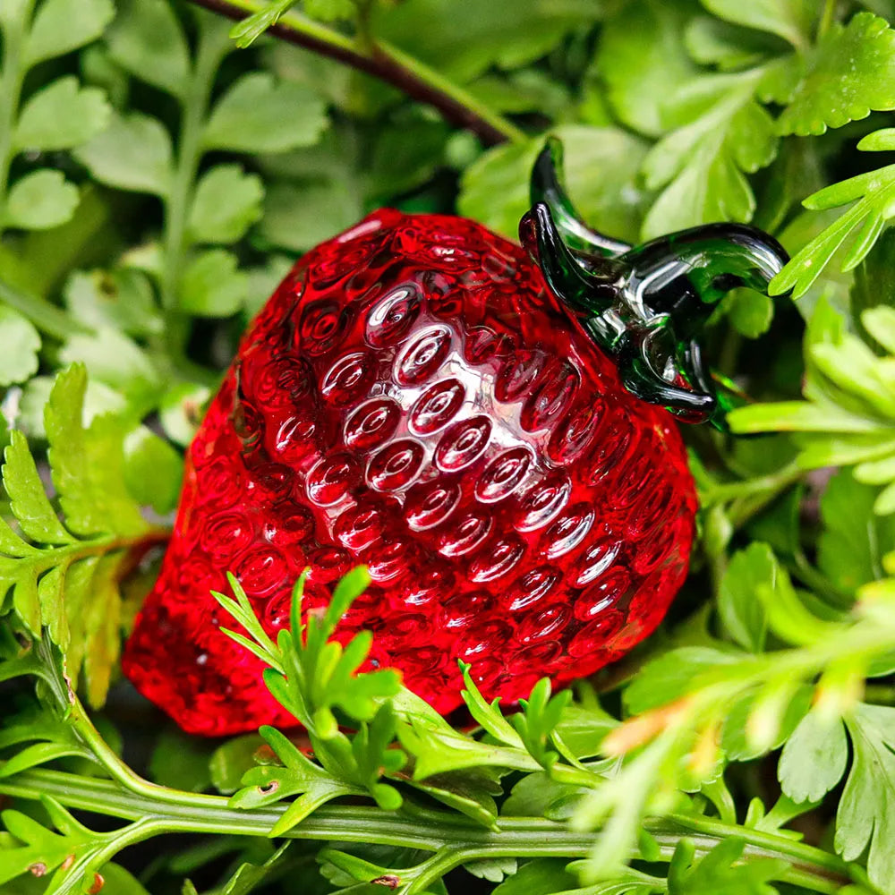 DecorBites™ Glass Red Strawberry Figurine Crystal Fruit Miniature Ornament Decor