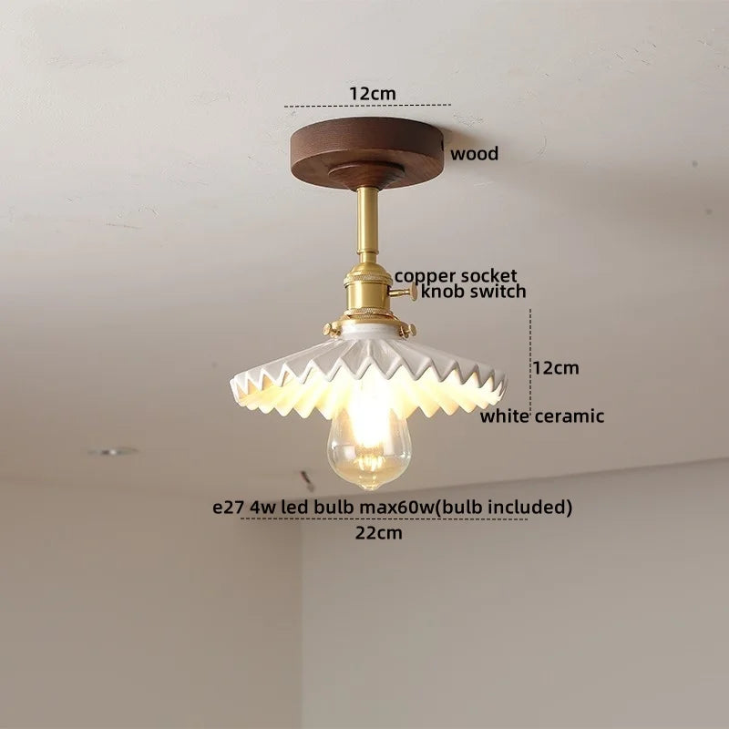 DecorBites™ Glass Wood LED Ceiling Light Nordic Design for Living Room & Corridor