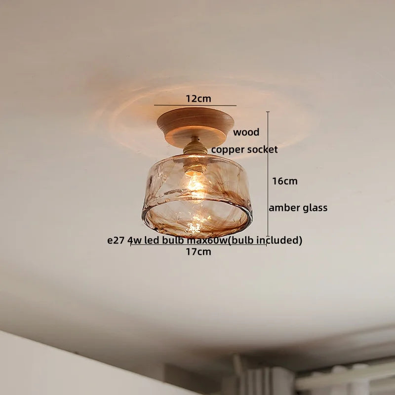 DecorBites™ Copper Wood LED Ceiling Lamp Ceramic Modern Ceiling Lights for Home Decor