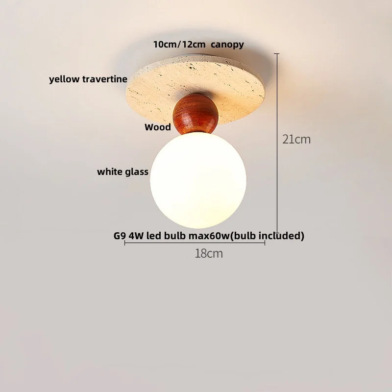 DecorBites™ Glass Ball LED Ceiling Light White Yellow Travertine Plafondlampen
