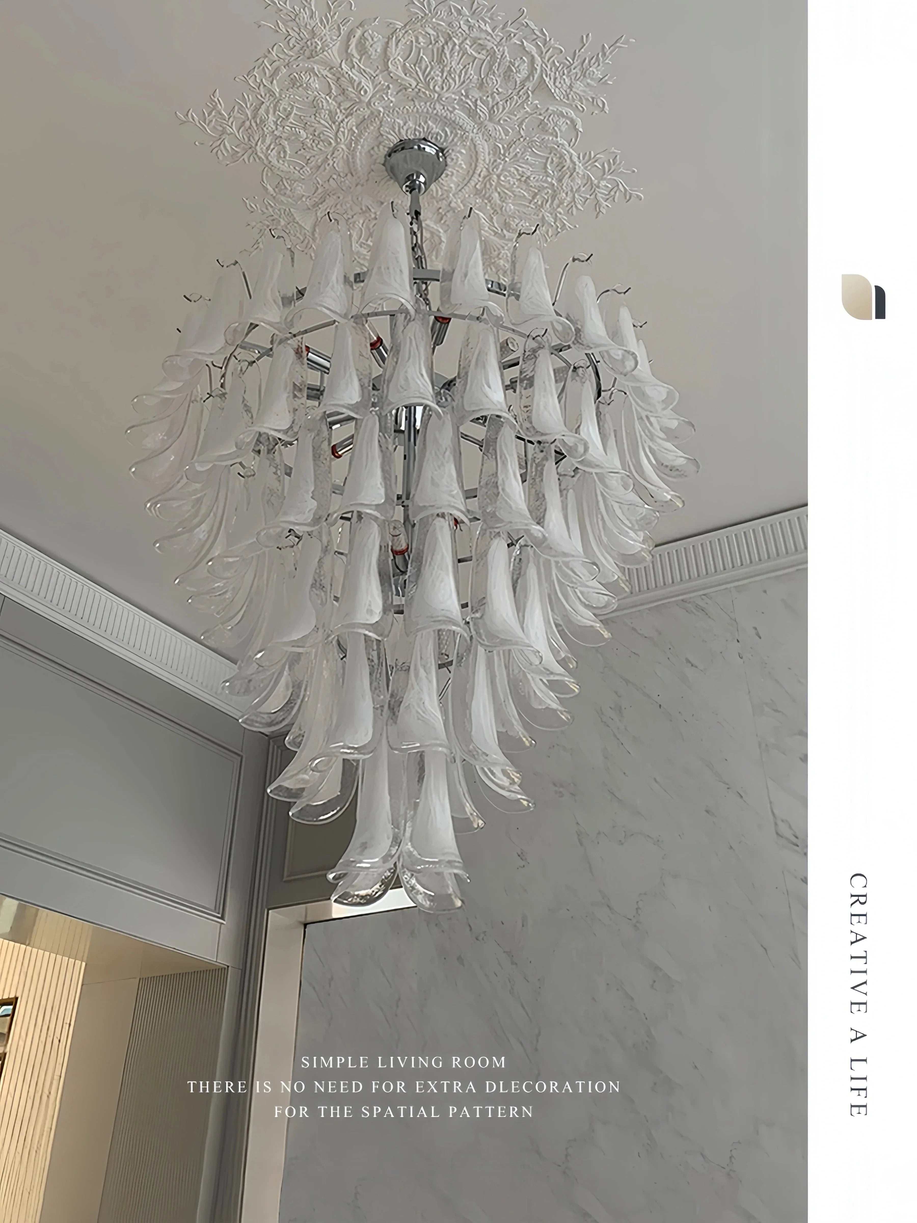 DecorBites™ French White Glass Pendant Lights: Luxury LED Hanging Lamps for Living & Dining Rooms